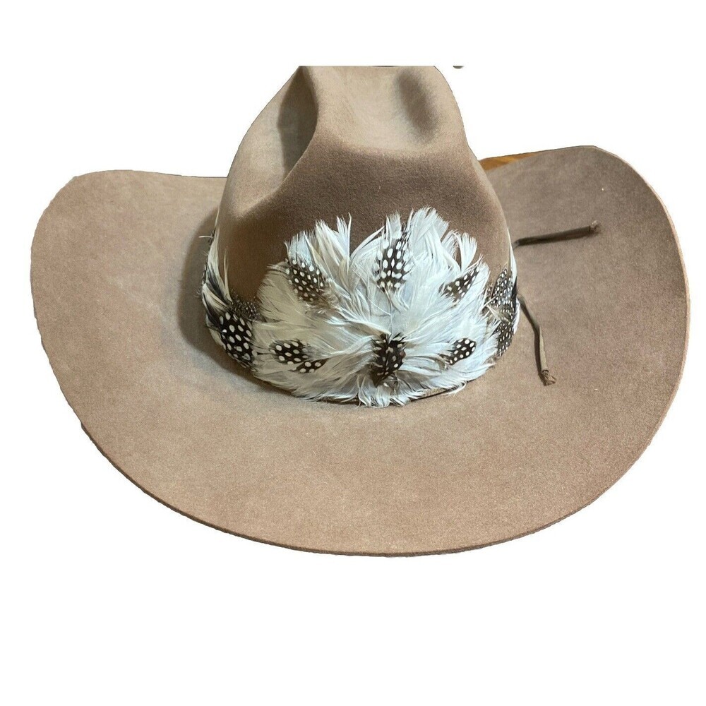 Vintage Willard Hat Co Dark Tan Felt Made in Texas Feather Hat Band Western 60’s
